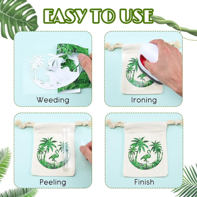 Tintnut Tropical Leaves Heat Transfer Vinyl - 10 Sheets 10x12 Inch Bundle Pineapple Hawaiian Floral Pattern Iron on Vinyl Coconut Tree Palm Printed HTV DIY T-Shirt Hat for Cricut or Silhouette Cameo - Image 4